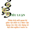 Phân tích mối quan hệ vật chất và ý thức, vận dụng vào xây dựng xã hội chủ nghĩa ở nước ta: Tiểu luận