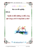 Luận văn tốt nghiệp "Quản lý tiền lương và tiền công tại Công ty KTCT thuỷ lợi La Khê"