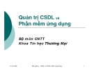 Tổng quan về CSDL: Quản trị CSDL và Phần mềm ứng dụng