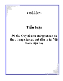 Tiểu luận: Quỹ đầu tư chứng khoán và thực trạng của các quỹ đầu tư tại Việt Nam hiện nay