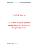 Chuyên đề Thanh tra "Thực trạng hoạt động thanh tra trong phòng ngừa và xoá bỏ tình trạng lao động trẻ em"