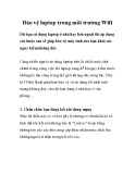 Bảo vệ laptop trong môi trường Wifi