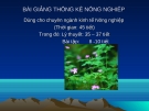 BÀI GIẢNG MÔN THỐNG KÊ NÔNG NGHIÊP