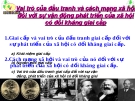 Vai trò của đấu tranh và cách mạng xã hội đối với sự vận động phát triển của xã hội có đối kháng giai cấp