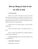 Thủ tục Đăng ký khai tử cho trẻ chết sơ sinh  