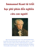 Immanuel Kant từ triết học phê phán đến nghiên cứu con người 
