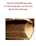 Giá trị tư tưởng thiền học trong "Cư trần lạc đạo phú" của Trúc Lâm đầu đà Trần Nhân tong 