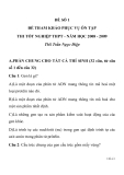 ĐỀ THAM KHẢO ÔN TẬP THI TỐT NGHIỆP THPT MÔN SINH HỌC  ĐỀ SỐ 1 NĂM HỌC 2008 -2009