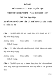  ĐỀ  ÔN TẬP THI TỐT NGHIỆP MÔN SINH HỌC THPT ĐỀ SỐ 2 NĂM HỌC 2008 -2009
