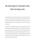 Học thuyết pháp trị Trung Quốc cổ đạiMột số tư tưởng cơ bản 