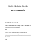 Câu hỏi nhận định & thảo luận nhà nước pháp quyền 