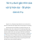 Vũ trụ dưới góc nhìn của vật lý hiện đại - Số phận của vũ trụ