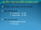 BÀI GIẢNG:  LÝ THUYẾT QUẢN TRỊ NGUỒN NHÂN LỰC