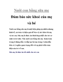 Nuôi con bằng sữa mẹ Đảm bảo sức khoẻ của mẹ và bé