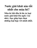 Nước giải khát nào tốt nhất cho mùa hè?