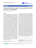 Báo cáo sinh học: "Clinical Translation Section: Accelerating the Pace from Bench to Bedside"