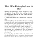 Thời điểm khám phụ khoa tốt nhất