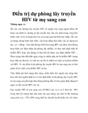 Điều trị dự phòng lây truyền HIV từ mẹ sang con