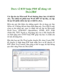 Docx2Rtf: Chuyển đổi Docx sang RTF hoặc PDF dễ dàng