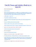Unit 02. Nouns and Ariticles (Danh từ và mạo từ )
