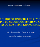 Nghiên cứu tính chất hóa lý của chất kháng sinh: Tổng quan và phân tích