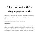 9 loại thực phẩm thêm năng lượng cho cơ thể