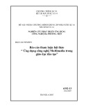 Báo cáo tổng kết chuyên đề: Báo cáo nhánh - Báo cáo tham luận hội thảo 'Ứng dụng công nghệ Multimedia trong giáo dục đào tạo'