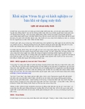 Khái niệm Virus là gì và kinh nghiệm cơ bản khi sử dụng máy tính