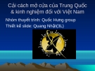 Cải cách mở cửa Trung Quốc: Kinh nghiệm đối với Việt Nam