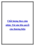 Chất lượng theo cảm nhận: Tài sản tiên quyết của thương hiệu