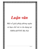 Luận văn đề tài : Một số giải pháp phòng ngừa và hạn chế rủi ro tín dụng tại NHNo&PTNT Hà Nội