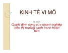 Quyết định cung doanh nghiệp trên thị trường cạnh tranh hoàn hảo: Bài giảng 8