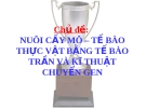 Bài giảng Nuôi cấy mô Tế bào thực vật: Kỹ thuật chuyển gen và Tế bào trần