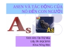 Asen: Tác động và ảnh hưởng đến sức khỏe con người