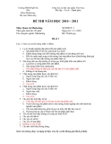 ĐỀ THI NĂM HỌC 2010 – 2011 - Môn: Quản trị Marketing - Đề số 1
