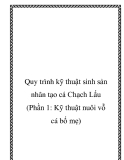 Quy trình kỹ thuật sinh sản nhân tạo cá Chạch Lấu: Kỹ thuật nuôi vỗ cá bố mẹ (Phần 1)