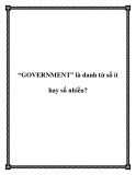 “GOVERNMENT” là danh từ số ít hay số nhiều?