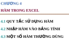 Hàm Excel: Bài giảng Excel căn bản - Chương 4
