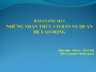 Quan Hệ Lao Động: Bài Giảng Số 1 - Nhận Thức Cơ Bản