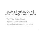 Quản lý nhà nước về nông nghiệp - nông thôn: Kinh nghiệm và giải pháp