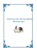 Chủ thể và tư cách: Nghĩ về quy định nhà đầu tư nước ngoài.