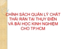 Chính sách quản lý chất thải rắn tại Thụy Điển: Bài học kinh nghiệm cho TP.HCM