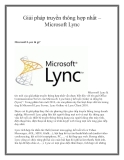 Giải pháp truyền thông hợp nhất Microsoft Lync: Tư vấn và triển khai