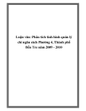 Luận văn: Phân tích tình hình quản lý chi ngân sách Phường 4, Thành phố Bến Tre năm 2009 - 2010