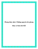 Phong thủy nhà ở Những nguyên tắc phong thủy cơ bản nên biết