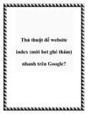 Thủ thuật để website index (mời bot ghé thăm) nhanh trên Google?