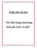 Luận văn cao học “ Thơ Bùi Giáng dưới lăng kính phê bình cổ mẫu "