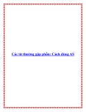 Các từ thường gặp phần: Cách dùng AS