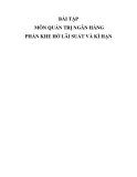 Bài tập quản trị ngân hàng: Khe hở lãi suất và kì hạn (Phần bài tập)