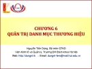 Bài giảng quản trị thương hiệu: Chương 6 (Mới nhất)